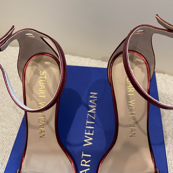 NEW Stuart Weitzman Nudistcurve Nudist Sandal Pump Red Metallic Leather Size 7 - Picture 6 of 13